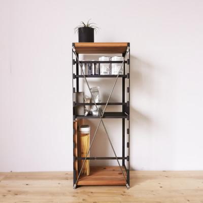 ふるさと納税 守口市 高さ調節の出来る 無垢材とアイアンのシェルフ 棚板アイアン / W32×D23×H83cm 簡単組立 |  | 02