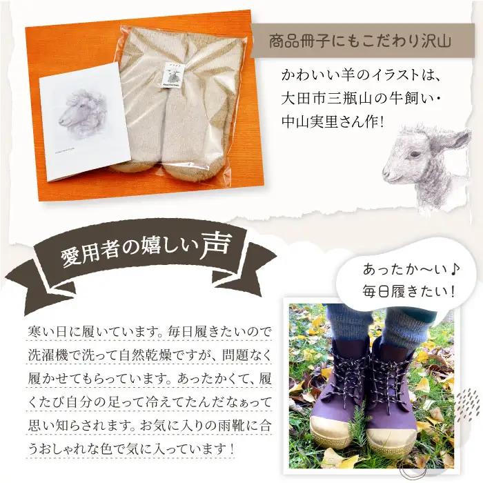 ひつじ飼いが作る ウールソックス（ベージュ）【ウールソックス 靴下 ソックス 厚手 フリーサイズ ベージュ 羊 レディース メンズ 男女兼用 島根県 大田市】