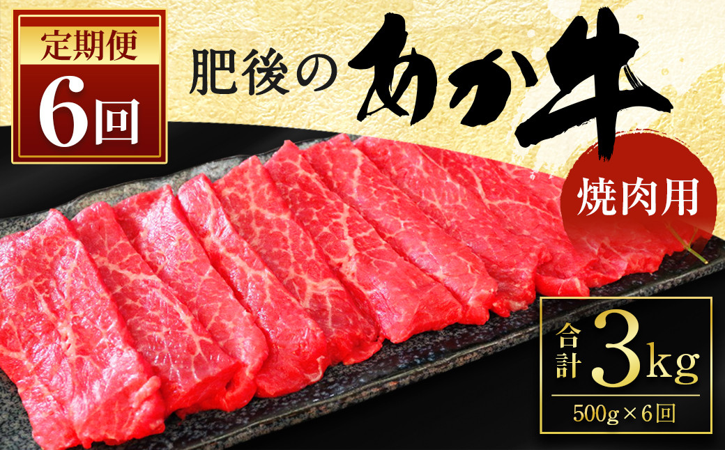 
【定期便6回】 肥後のあか牛 焼肉用 500g 牛肉 G-10
