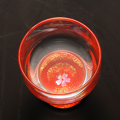 杯　金桜（貝入）朱