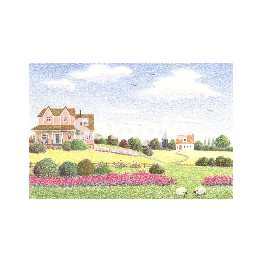 
渡辺美香子 版画作品「ほっこりとした暮らし」
