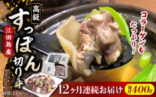 【全12回定期便】いつもの鍋が料亭級に大変身！？安心安全な国産の最高級食材！江田島すっぽん【切り身】400g すっぽん すっぽん鍋 スッポン コラーゲン セット 珍味 海鮮 魚介類 冷蔵 鍋 なべ 唐揚げ スープ 料理 簡単 和食 美容 健康 食材 高級 天然 グルメ リピート ギフト 人気 高品質 好評 広島県産 江田島市/平井興産株式会社[XAC014]