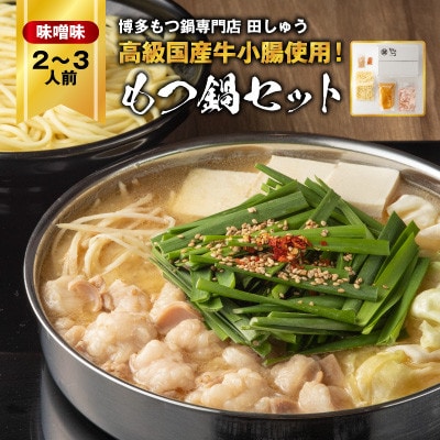 【毎月定期便】【博多もつ鍋専門店　田しゅう】高級国産牛小腸使用　もつ鍋セット　味噌味2～3人前全6回【配送不可地域：離島】【4055941】