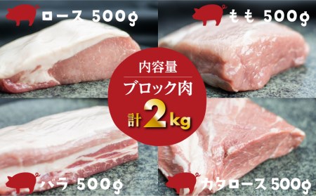 白川郷 結旨豚 ブロック肉 4種セット 計2kg 豚肉 ぶた肉 ブロック肉 国産肉 真空パック かたまり肉 肉 バーベキュー BBQ キャンプ ステーキ ロース 肩ロース バラ肉 もも肉 食べ比べ [