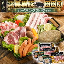 【ふるさと納税】霧島黒豚BBQバーベキューアウトドアセット - 豚肉 肩ロースステーキ バラ厚切りスライス ももバラ切り落とし 直火焼きハンバーグ プレミアあらびきウインナー バーベキューセット BBQ 冷凍 送料無料 12-2801 【宮崎県都城市は2年連続ふるさと納税日本一！】