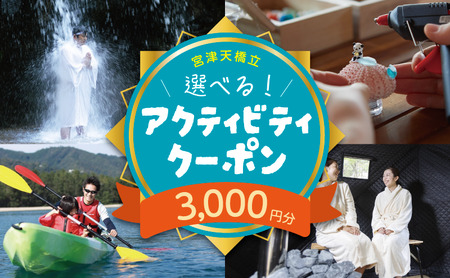 天橋立のアクティビティで使えるクーポン券 3000円分 クーポン券