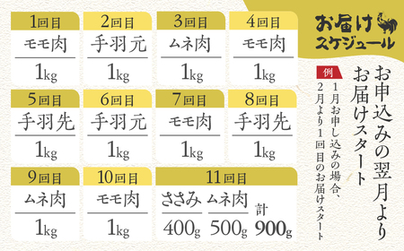 鶏肉 定期便 お楽しみ 地鶏 定期便12回 飛騨地鶏 モモ肉 手羽元 手羽先 ムネ肉 1kg×12回 国産 国産地鶏 [Q1284x]