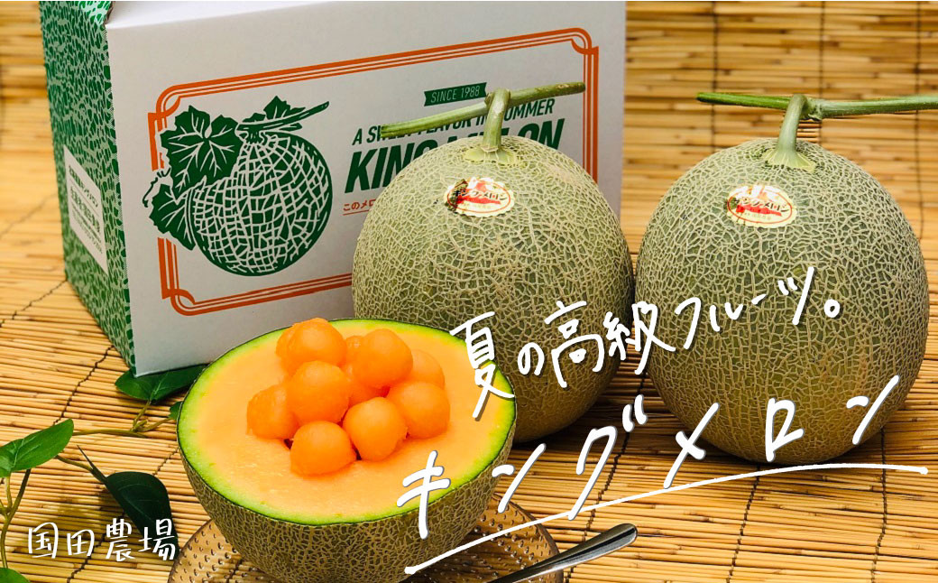
            国田農場のキングメロン　1.6kg以上×2玉　北海道産　E015
          