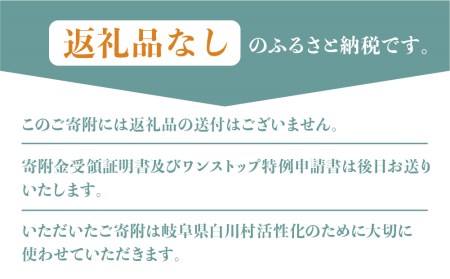 《返礼品なし》3000円 岐阜県白川村への寄附 応援寄附金 世界遺産 白川郷 [S307]