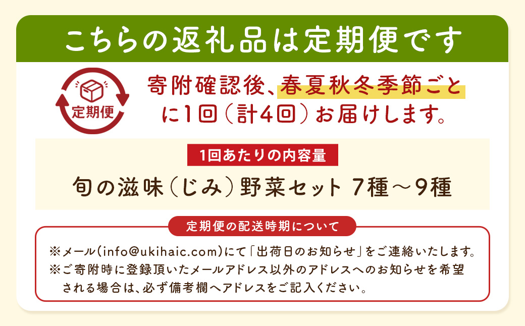 【季節定期便】UIC 名水うきはの無農薬減農薬お野菜セット (季節ごとに1箱×4回=年4回)