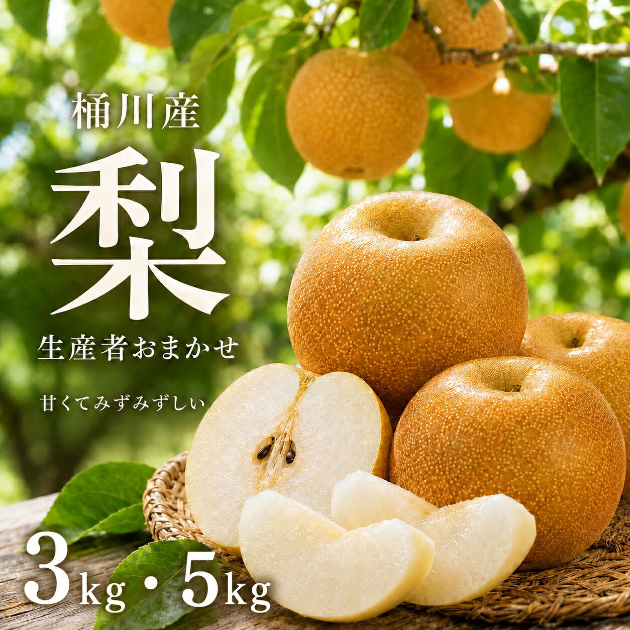 【ふるさと納税】梨 3kg / 5kg 選べる量 ( 6～16個入り) | 彩玉 幸水 豊水 新高 あきづき 8月発送 先行予約 生産者おまかせ なし ナシ 和梨 5キロ 3キロ フルーツ 果物 くだもの 人気 おすすめ 旬 みずみずしい ジューシー 13000円 15000円 埼玉県 桶川市