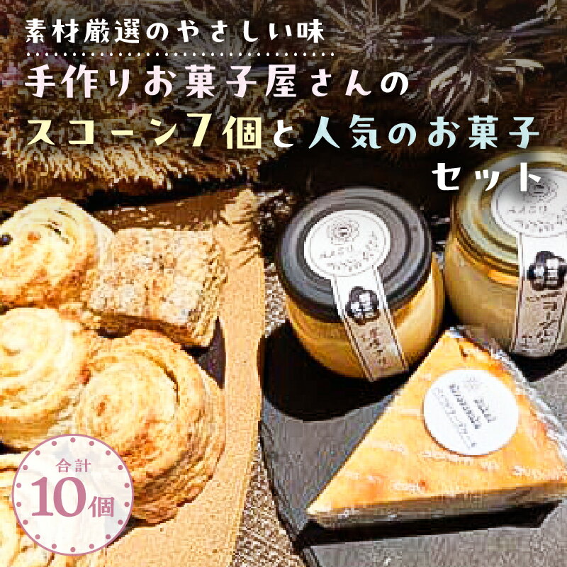 【ふるさと納税】【素材厳選のやさしい味】手作りお菓子屋さんの スコーン7個 人気のお菓子 セット 合計10個 栃木県 那須塩原市 五弁乃華本舗 食べ比べ しっとり ベイクドチーズケーキ ヨーグルトムース プリン 焼き菓子 朝食 おやつ お菓子 贈り物 ギフト 冷凍 送料無料