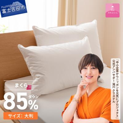 ふるさと納税 富士吉田市 新プレミアムダウンまくら 大判 50×70 綿100% ピローケース付 日本製【甲州羽毛ふとん】