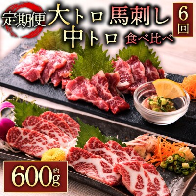 【毎月定期便】霜降り馬刺しの食べ比べ約600g大トロ・中トロ馬刺し(各約300g)(阿蘇市)全6回【配送不可地域：離島】【4053897】