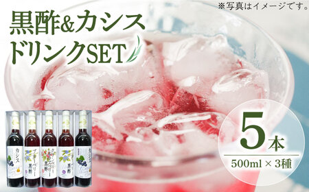 黒酢 ドリンク & カシス はちみつドリンク 3種 5本 セット《豊前市》【ハウスボトラーズ】飲料 黒酢 [VAX006]