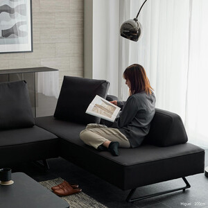 ミゲル ソファ 200cm 3人掛け チャコールブラック【モーブル】【大川家具】