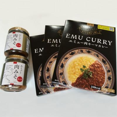 ふるさと納税 基山町 エミューキーマカレー(中辛)・肉みそ