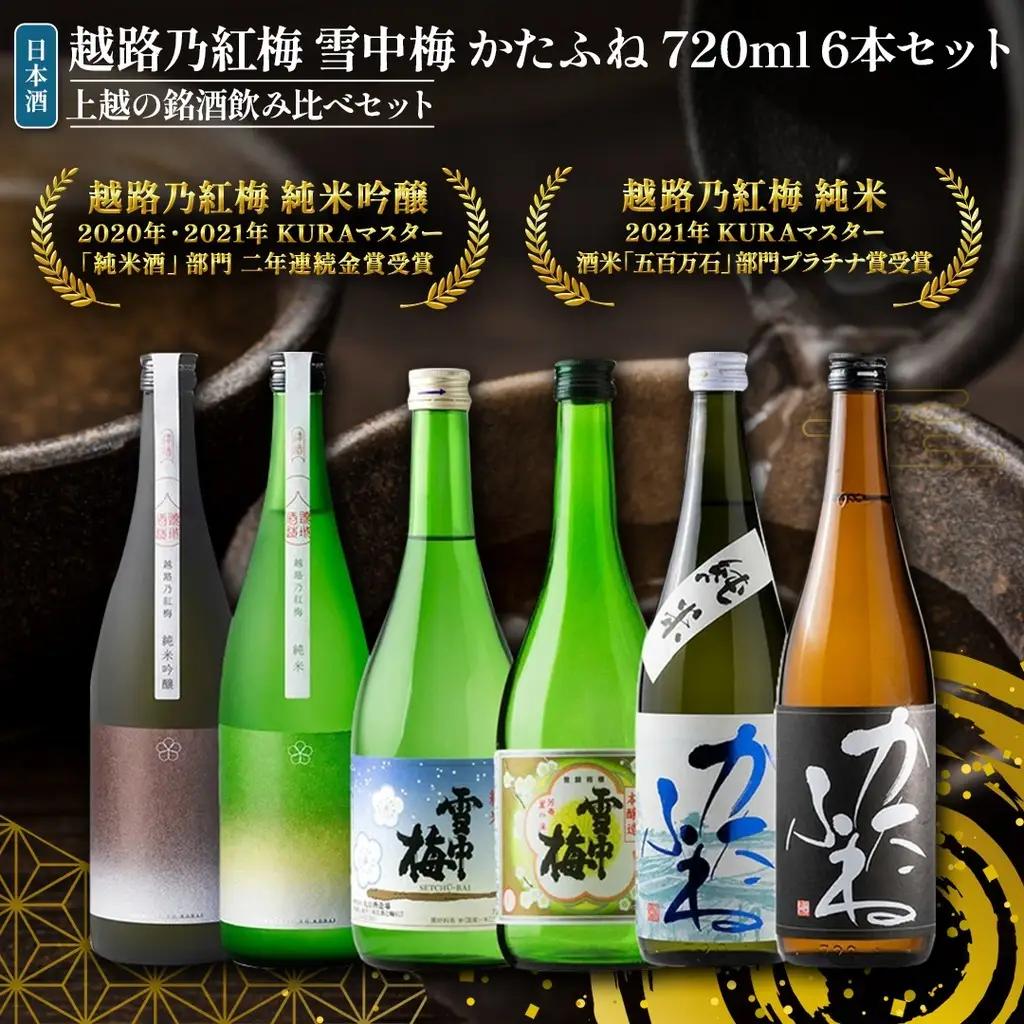 越路乃紅梅 かたふね 日本酒 飲み比べ720ml×6本 日本酒