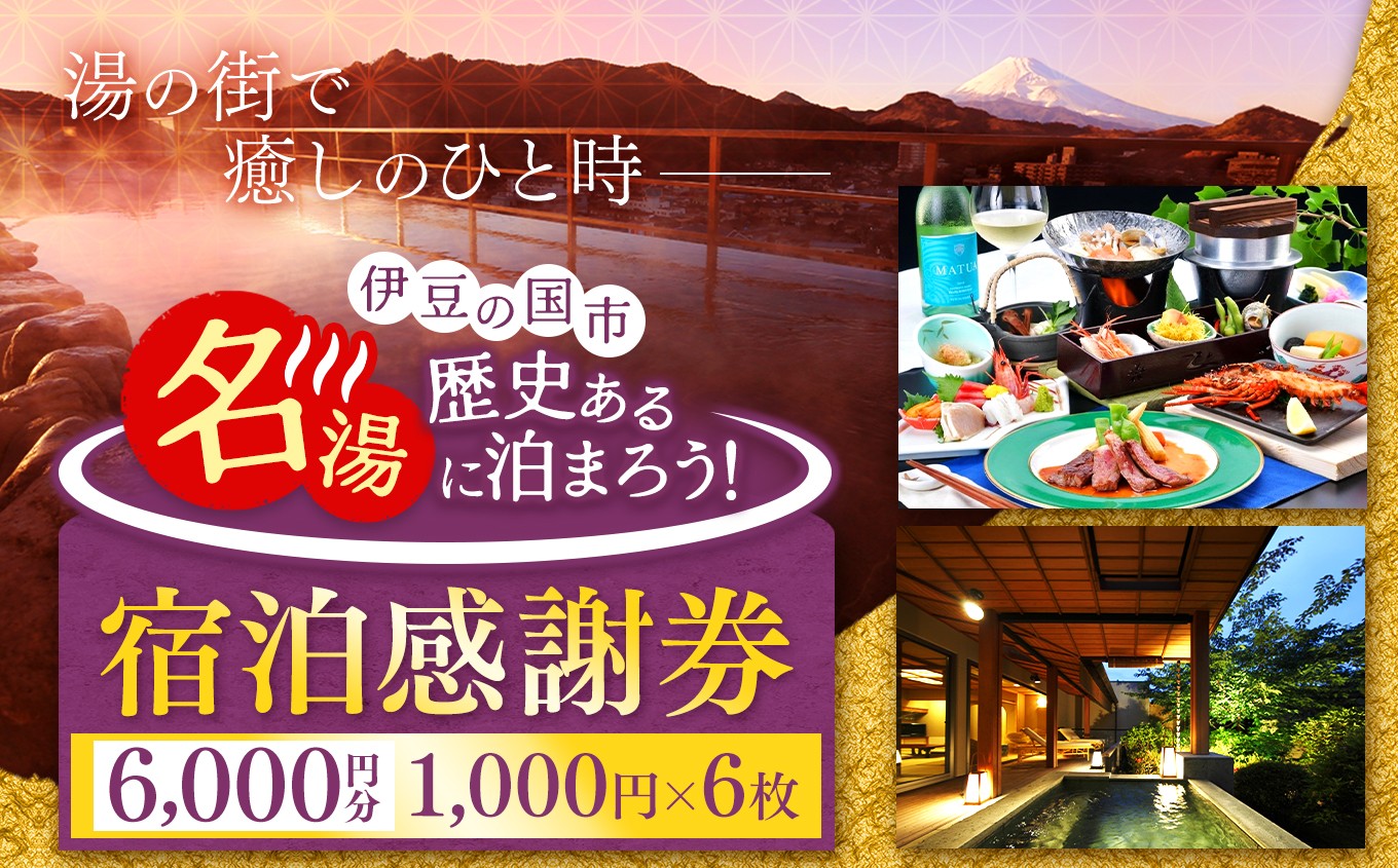 
No.171101-02 伊豆の国市宿泊感謝券（1000円×6枚）
