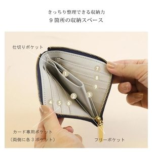 【 毛付きニッコリmini / 全11色 】 イタリアンレザーの高級感のある薄くて軽いミニ財布 / 思わずニッコリ笑顔になってしまうモンスターミニL字財布 財布 名刺入れ 日本製 迷彩カモ×キャメル