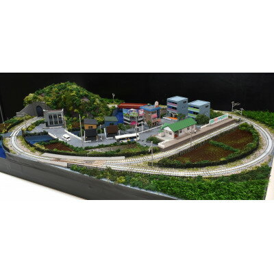 【ふるさと納税】Nゲージ 鉄道ジオラマレイアウト 90×60cm 単線 引込駅のある街並み(ポイント電動化)【1591049】