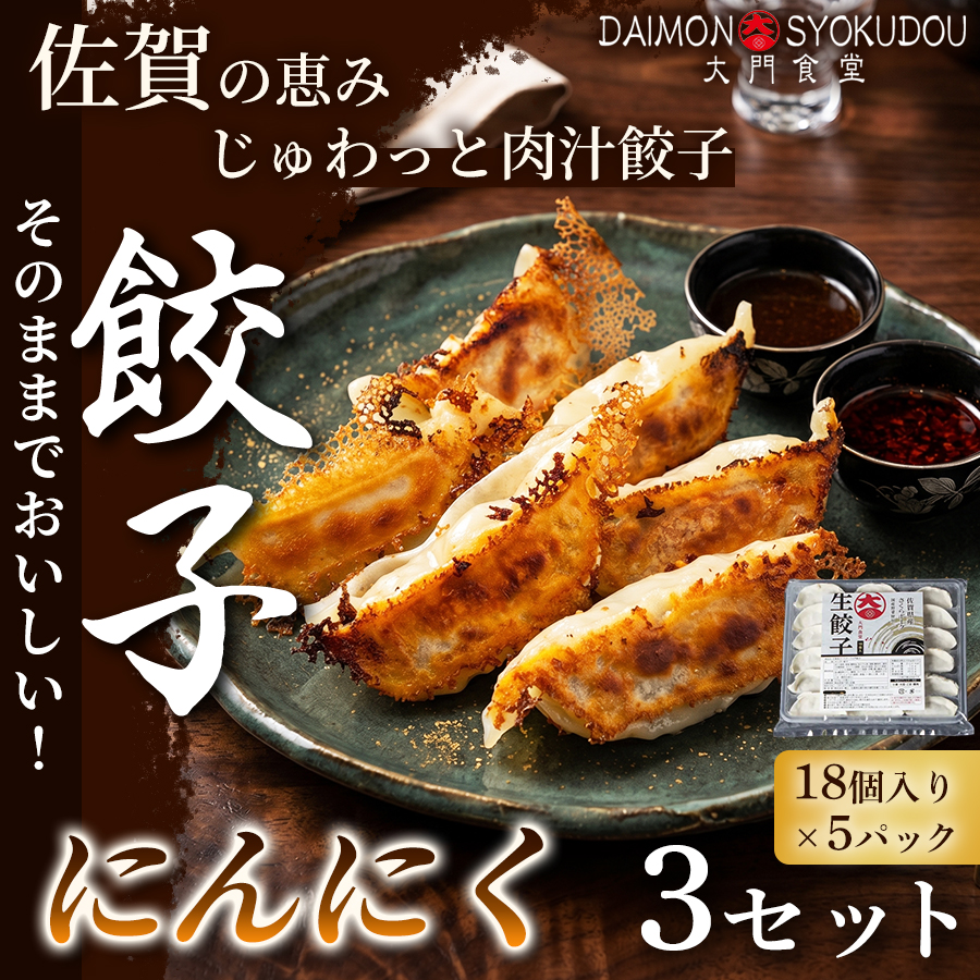【当店人気No.1】にんにく餃子(18個入り×5P) 3セット 冷凍餃子 餃子：B480-002
