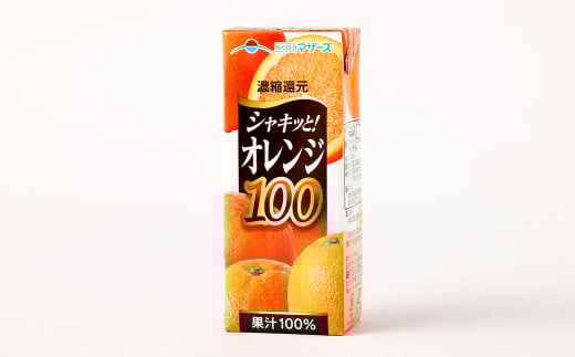 オレンジ100 200ml×12本 合計2400ml 厳選 みかん 果汁 100% 濃縮還元 ミカン オレンジ ジュース みかんジュース 常温 飲料 熊本県 らくのうマザーズ