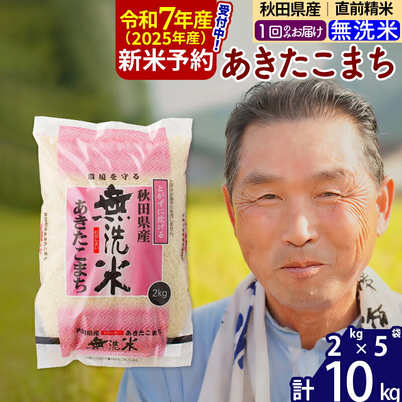 【ふるさと納税】※令和7年産 新米予約※秋田県産 あきたこまち 10kg【無洗米】(2kg小分け袋)【1回のみお届け】2025年産 お届け時期選べる お米 おおもり