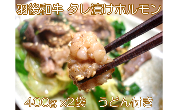 
            羽後和牛 タレ漬けホルモン うどん付き 400g×2個 秋田県 羽後町【ライブストックさとう】
          
