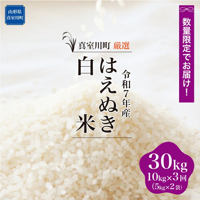 【ふるさと納税】 数量限定でお届け！令和7年産 真室川町厳選 はえぬき ［白米］ 30kg 定期便（10kg×3回お届け）