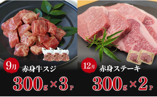 厳選！佐賀牛 赤身 定期便 全4回 モモ カタ スライス 焼き肉 ステーキ 煮込み料理 zb008