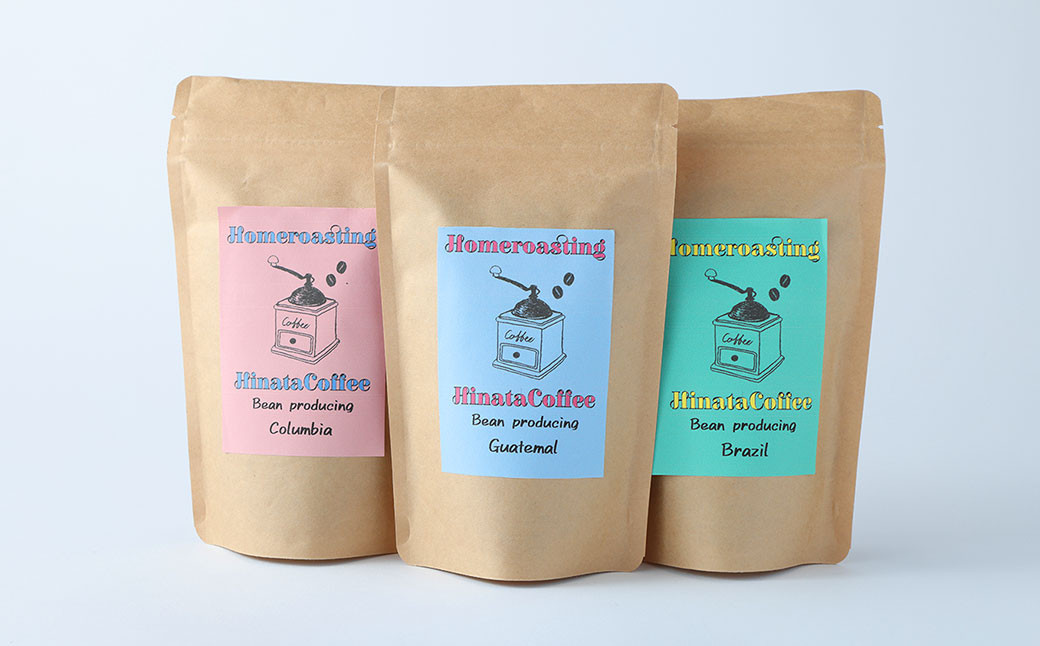 コーヒー豆(ブラジル、コロンビア、グアテマラ) 100g×3個セット