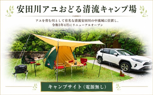 安田川アユおどる清流キャンプ場 キャンプサイト 電源なし 電源無 テント 宿泊 1泊 キャンプ 安田川 釣り 遊具 川遊び バーベキュー 鮎 アユ BBQ 避暑 静か 川のせせらぎ 安田川 清流  高知県 安田町 YC-0003