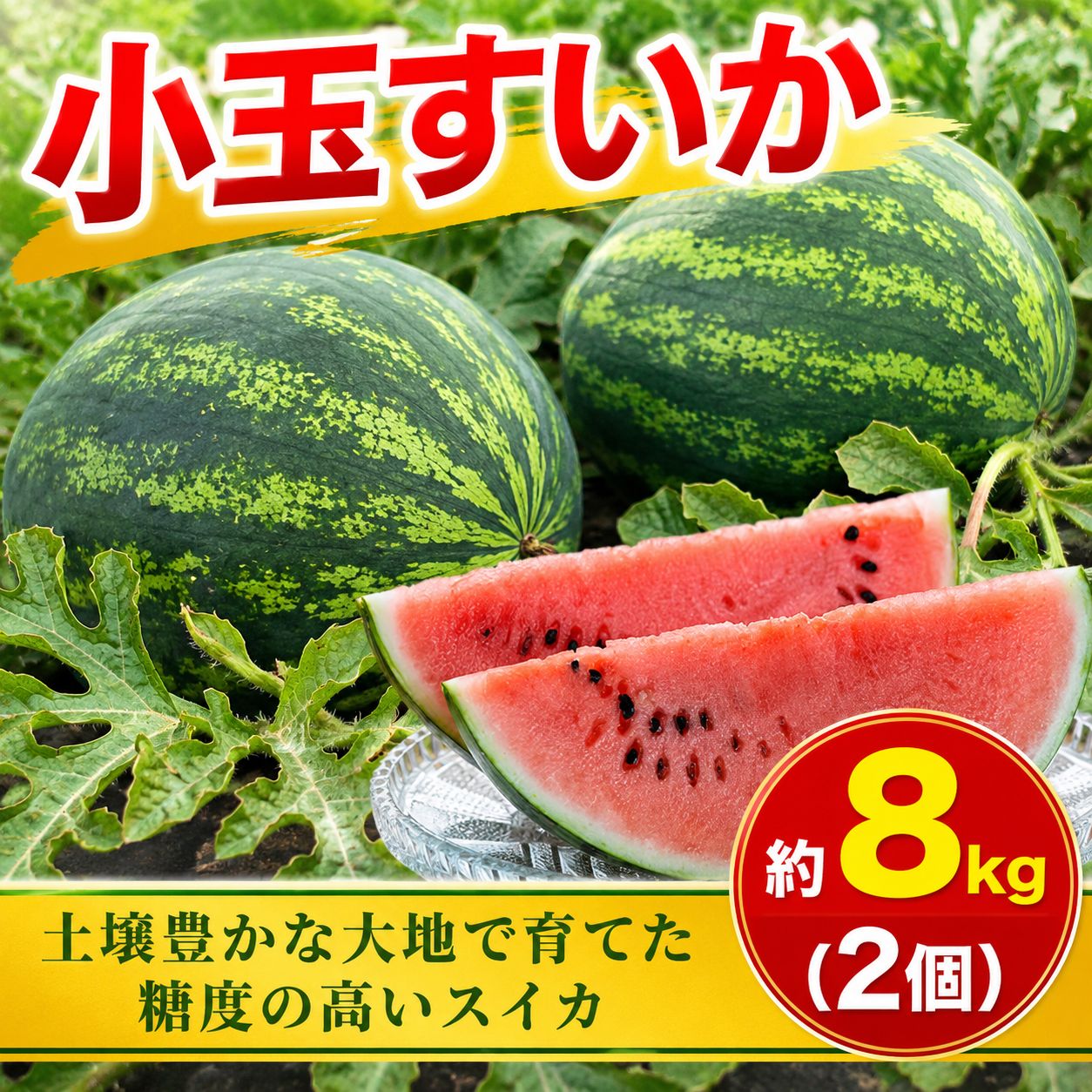 【ふるさと納税】 小玉すいか 2個 約8kg 高糖度 スイカ 西瓜 小玉スイカ 夏 ギフト suika 産地直送 数量限定 旬 ジューシー 種 ミネラル 血液サラサラ 疲労回復 すいか 美肌 効果 すいかジュース 小玉 厳選 家庭用 シャリシャリ 果汁たっぷり 食感 今井農園 千葉 東金