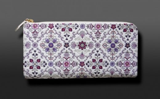 【浅草文庫】L字長財布 オリエント柄 (カラー：江戸紫)