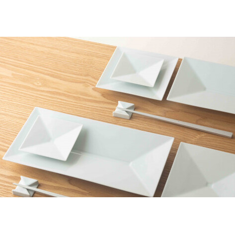 【川上元美デザイン】 Rin 角皿3種 ＆ 箸置セット 8点セット【KIHARA】有田焼 プレート 取皿 サラダ カルパッチョ 白 シンプル キハラ A40-267_イメージ2