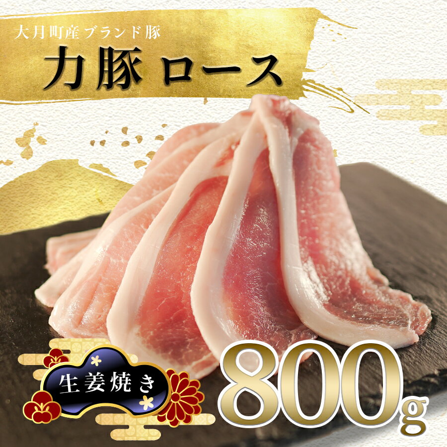 【ふるさと納税】国産 豚肉 ロース 生姜焼き用 800g (200g×4P)｜力豚 小分け 個包装 使いやすい ブランド豚 しょうが焼き 豚ロース 真空パック 冷凍 ポーク お取り寄せ 晩ごはん お弁当 簡単調理 配達日指定可 送料無料 おすすめ 人気 高知県 大月町