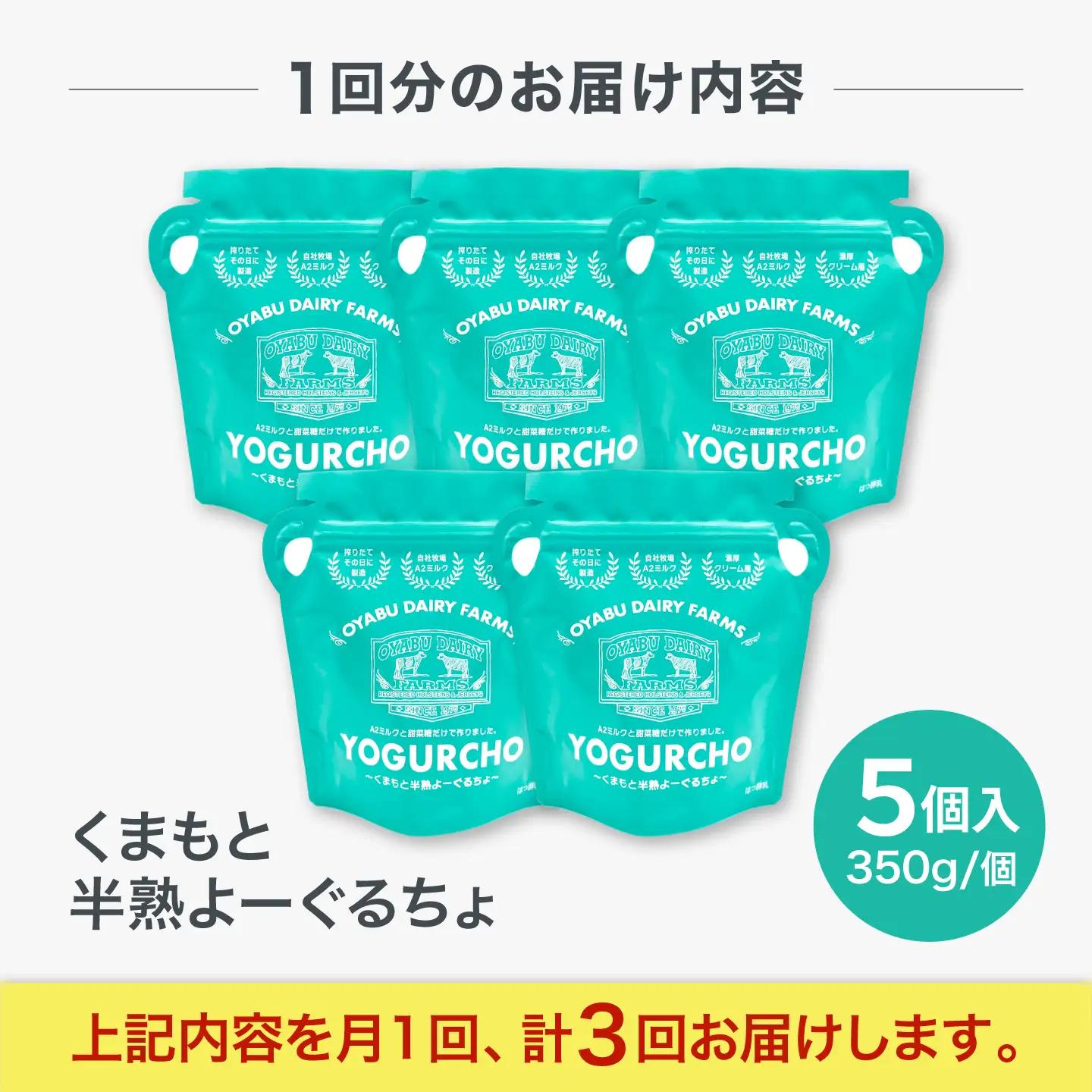 【全3回定期便】オオヤブデイリーファーム くまもと半熟よーぐるちょ 350g×5個ヨーグルト[AYAE005]