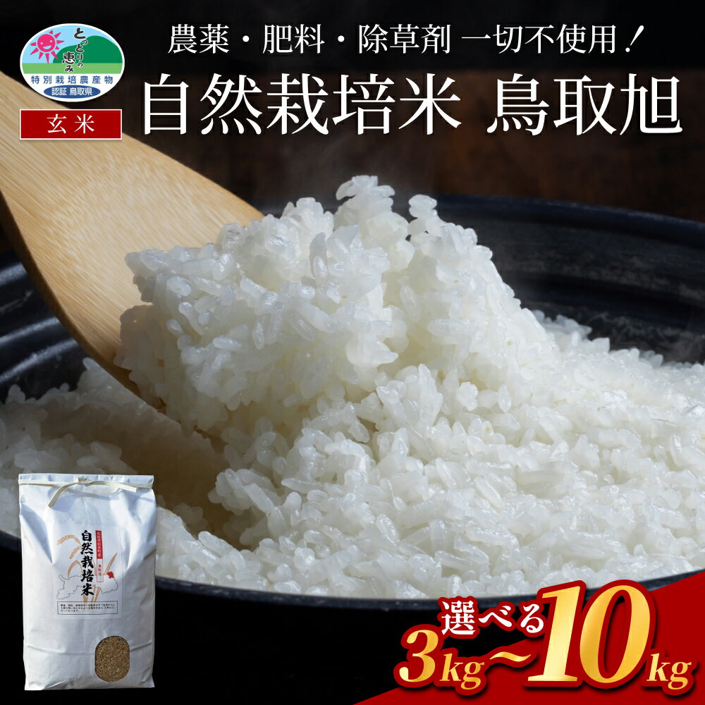 【ふるさと納税】自然栽培米 鳥取旭（玄米）3～10kg｜鳥取 岩美 岩美町産 お米 米 こめ 玄米 無農薬 無肥料 特別栽培米 自然栽培