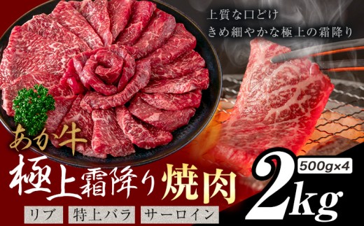 あか牛 極上霜降り リブ サーロイン 特上バラ 焼肉 2kg《30日以内に出荷予定(土日祝除く)》熊本県 氷川町 牛 牛肉 和牛 ブランド牛