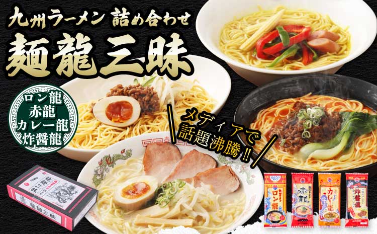 龍麺三昧 ラーメンセット 4種 各5本 合計20人前 九州 ラーメン ロン龍 赤龍 カレー龍 炸醤麺 味噌豚骨 乾麺 とんこつラーメン ピリ辛味噌ラーメン カレーラーメン 熊本県 備蓄 保存食 九州ラ