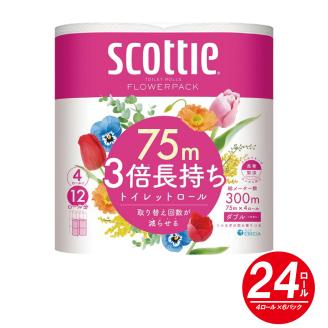 スコッティ フラワーパック３倍長持ち４ロール（6パック入）【入金確認後から90日程度で発送】(b1580)