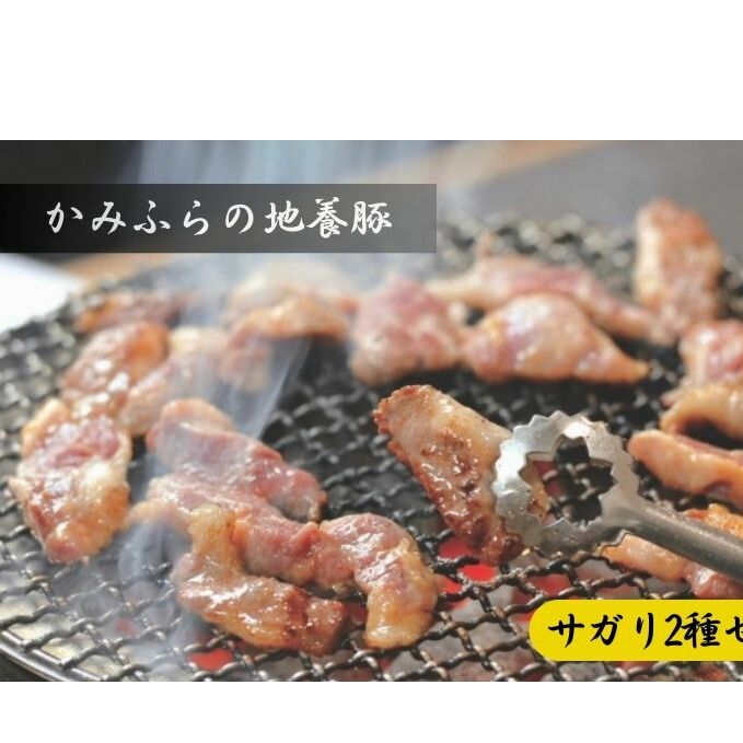 かみふらのポーク【地養豚】サガリ（生・味付）2kgセット 食べ比べ ( 北海道 希少部位 お肉 さがり 豚肉 焼肉 肉 バーベキュー 小分け 切り落とし 焼肉 希少部位 旨だれ 味付け さがり 大容量