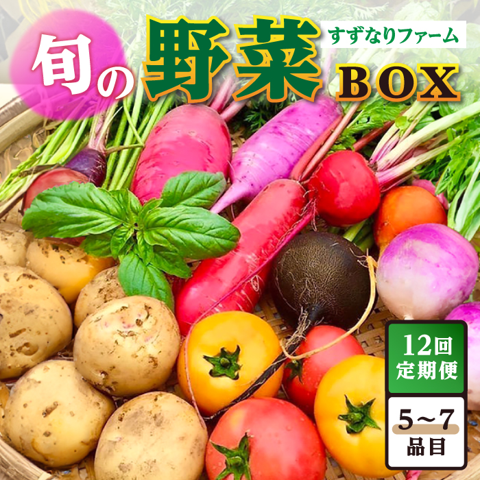 【全12回定期便】すずなり採れたて野菜BOX（5～7品目）【鈴也ファーム】 [AKCE004]