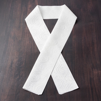 ワタマサ　三重織 正絹白半衿(渦水)シルク100%日本製和装小物　丹後ちりめん織元より【1606010】