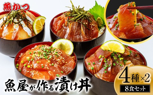 漬け丼 4種×2パック 計8食セット 【漬け丼 づけどん ヅケドン づけ丼 ヅケ丼 漬けどん 漬けドン 海鮮 海鮮丼 惣菜 冷凍 真空パック 小分け 海鮮セット 詰め合わせ 旬の鮮魚 ハマチ カンパチ カツオ 鯖 サバ ヒラマサ 平政 マグロ アジ ヒラメ 鯛 漬け づけ丼 お茶漬け ごはん 山口県 宇部市】