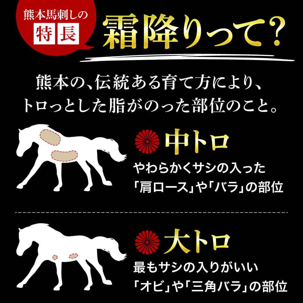 国産 熊本馬刺し 2種の霜降り 贅沢食べ比べセット 合計500g 大トロ 中トロ 馬肉