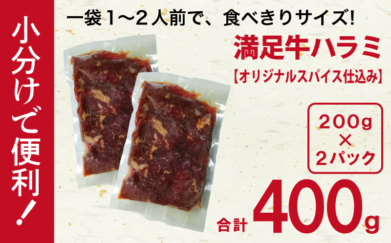 【満足牛ハラミ】オリジナルスパイス仕込み 400g【味付け ハラミ 小分け 焼くだけ 簡単調理 BBQ 牛肉 200g×2P】 G3448_イメージ5