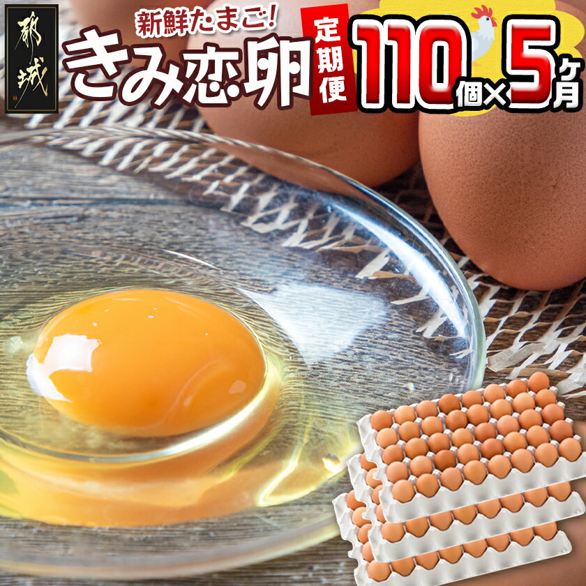 【ふるさと納税】「きみ恋卵」110個定期便(5ヶ月) - 赤卵 きみ恋卵 Mサイズ 110個 約6.5kg 5回定期便 鶏卵 たまご ブランド お菓子作りに最適 破損補償つき 化粧箱 冷蔵配送 送料無料 T40-2901 【宮崎県都城市は2年連続ふるさと納税日本一！】