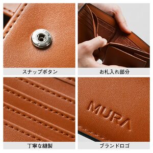 二つ折り財布 メンズ 本革 NAVY｜二つ折り